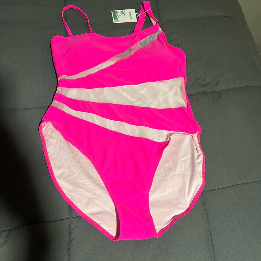 Women’s Swimwear - Pink and White Swimsuit